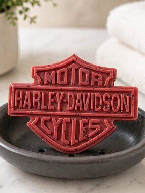 Rose red soap 5x3in 5oz HANDMADE donkey milk Harley Davidson